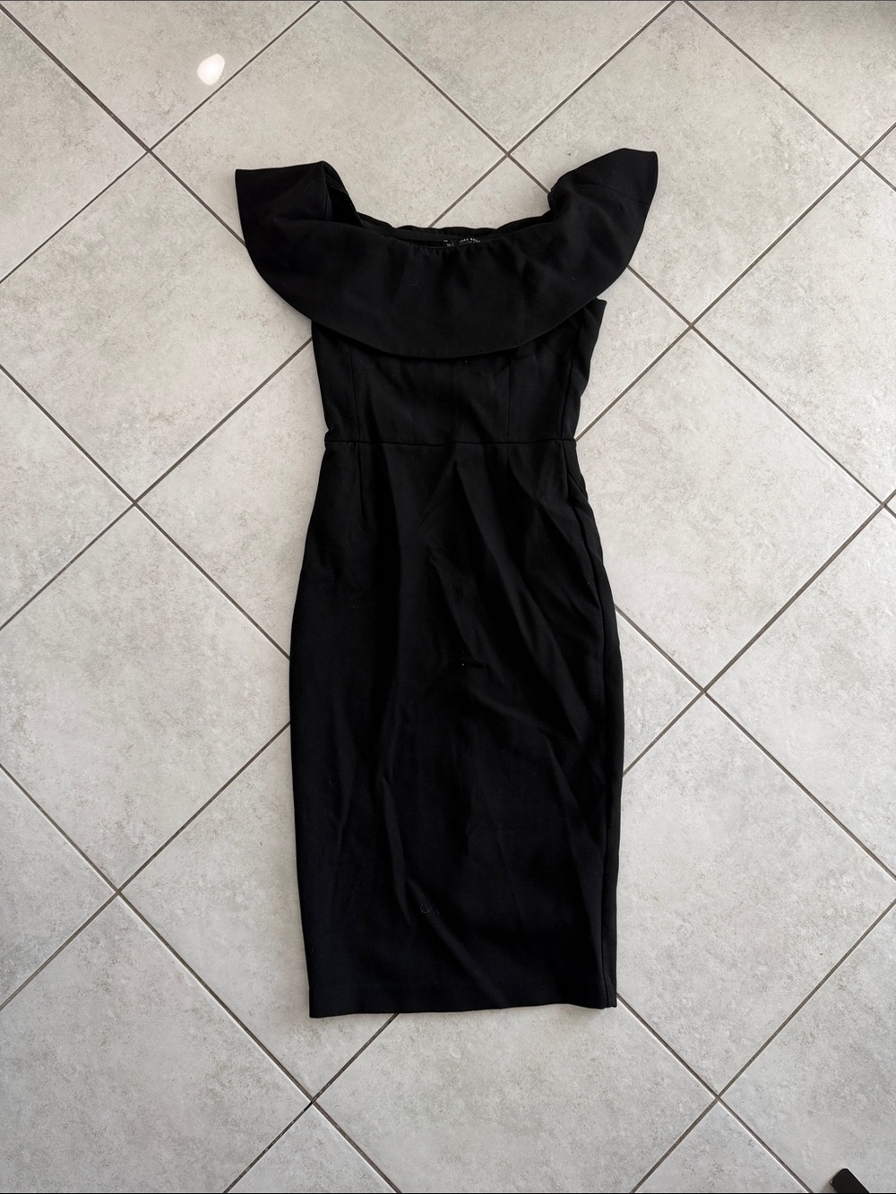 ZARA Off-Shoulder Black Sheath Dress